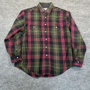 Windridge Mens Plaid Flannel Shirt Large Green Pink Acrylic Button Down
